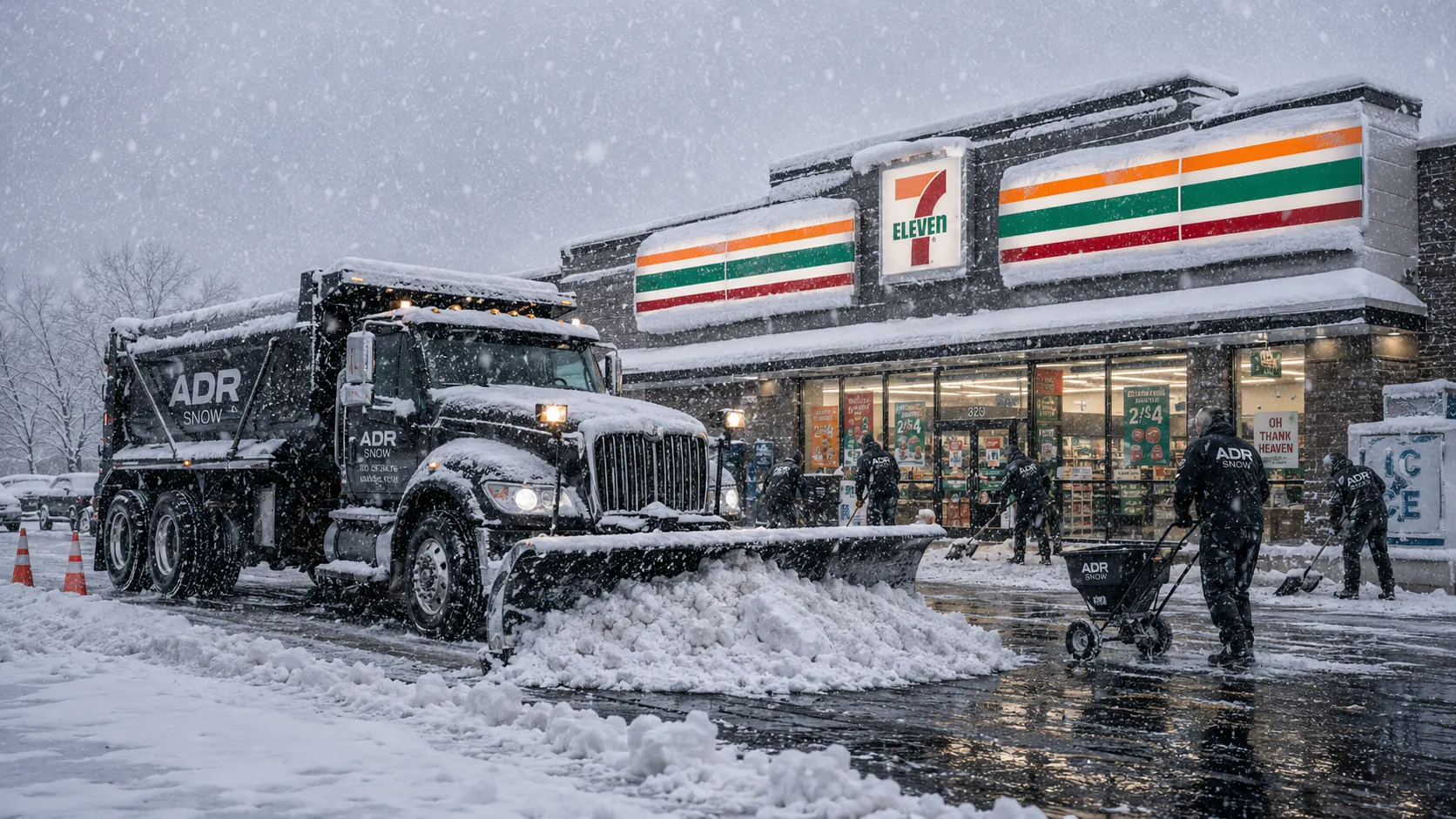 ADR Snow crew and truck servicing 7-Eleven