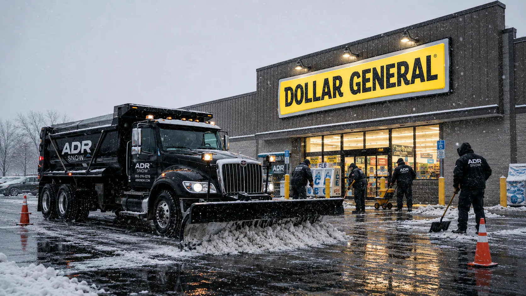 ADR Snow crew and truck servicing Dollar General
