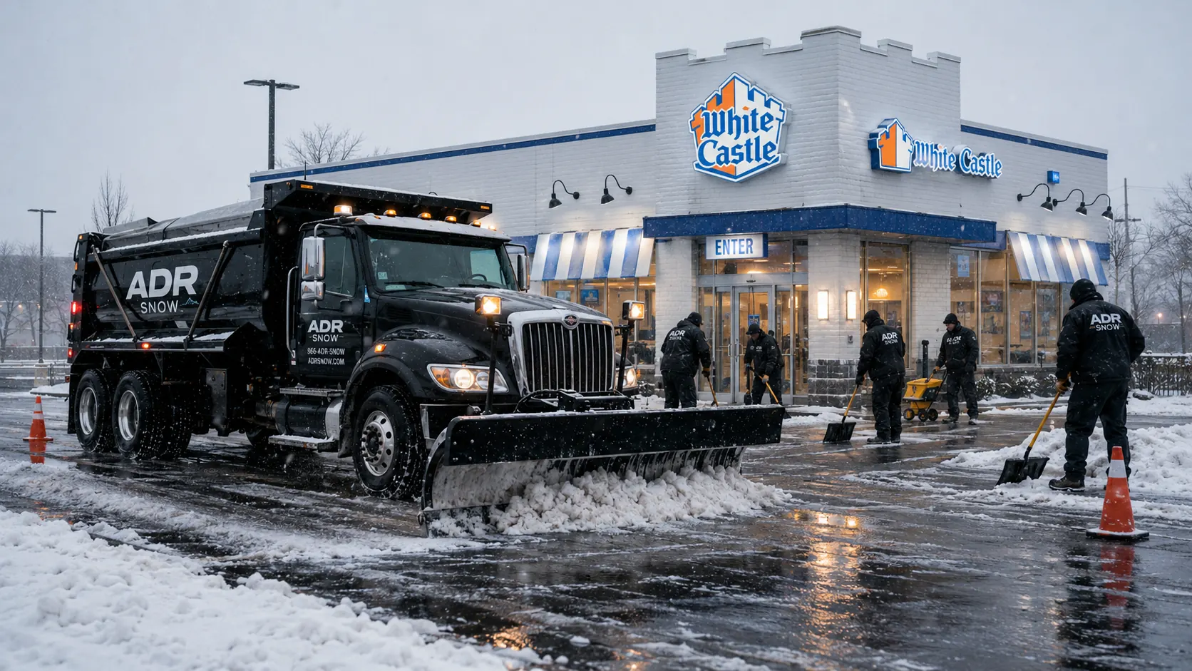ADR Snow crew and truck servicing White Castle